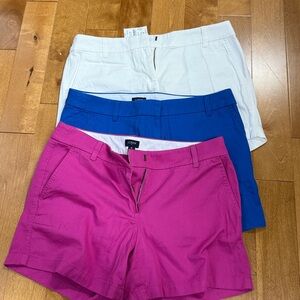 J. Crew Vibrant Shorts Trio in Pink, Blue, and White